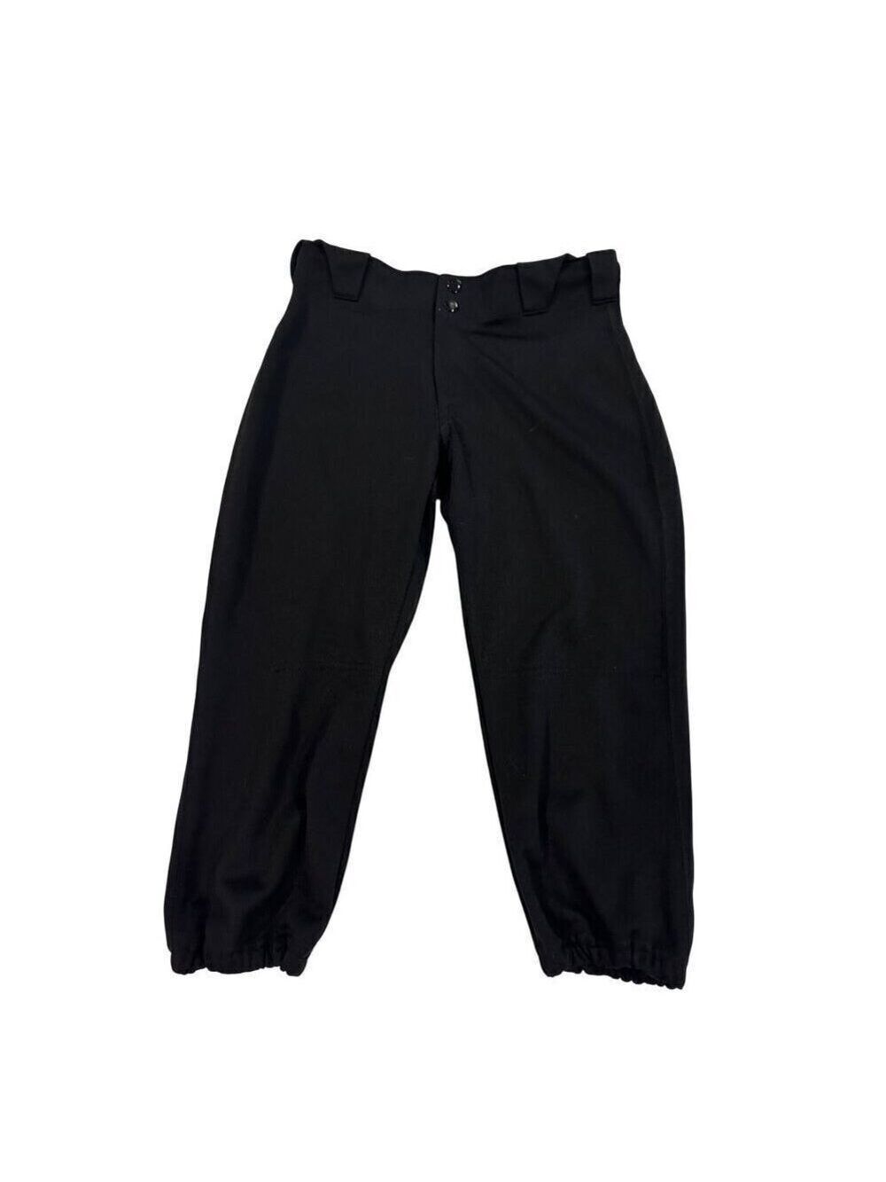 Russell Athletic Youth Black Baseball Pants S Elastic Ankles Snap Waist Zipper